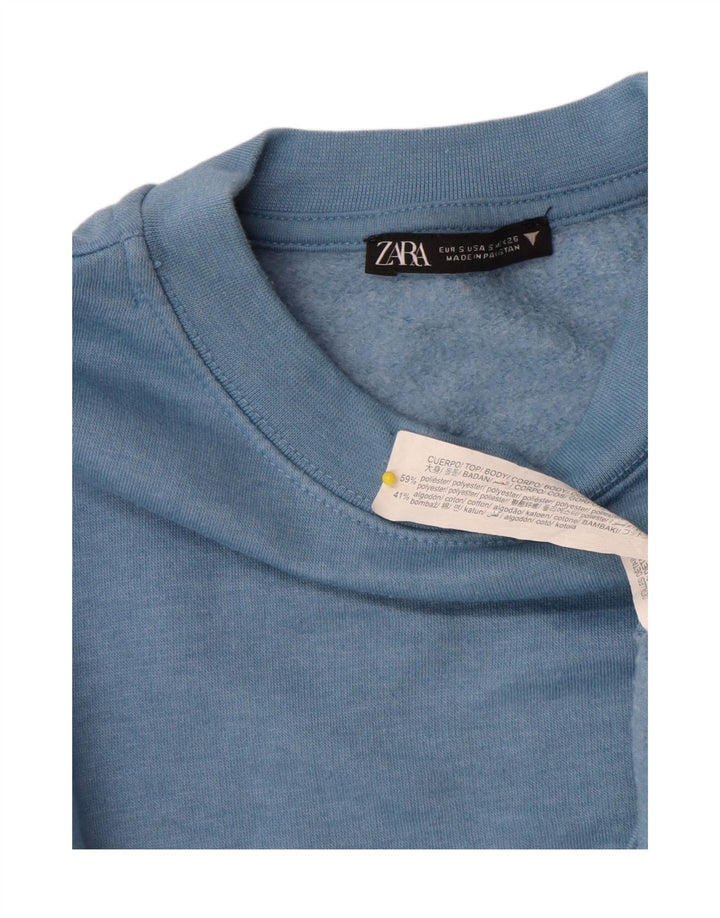 Zara Γυναικεία φούτερ Crop Jumper UK 10 Small Blue Polyester