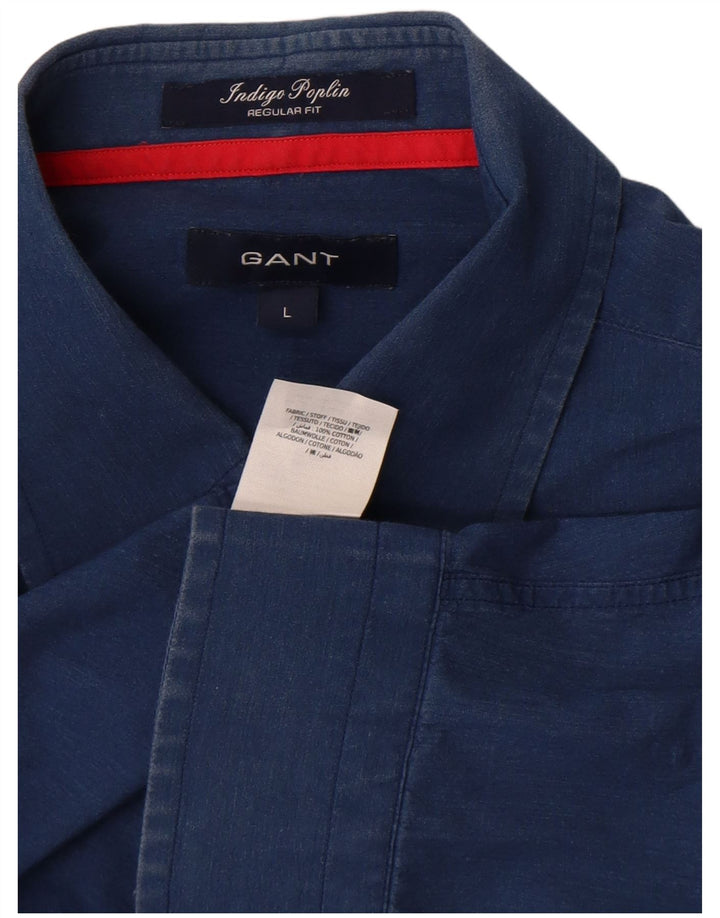 Ανδρικό πουκάμισο GANT Regular Fit μεγάλο μπλε βαμβακερό