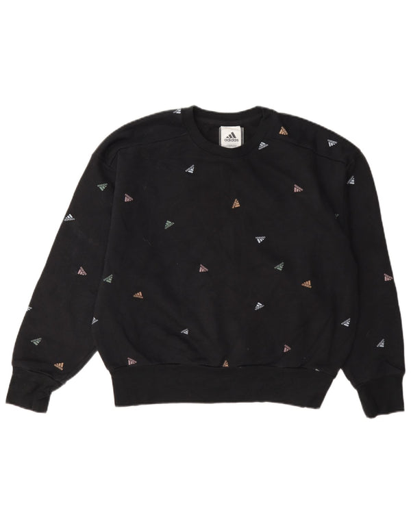 Γυναικείο Φούτερ Adidas Graphic Jumper UK 14 μεγάλο μαύρο βαμβακερό