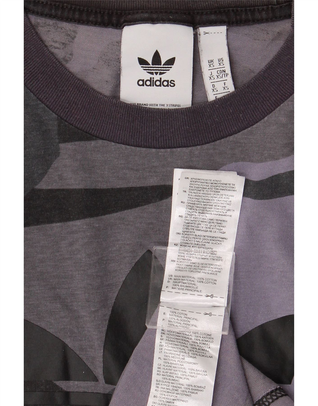 Ανδρικό γραφικό T-Shirt ADIDAS Top XS Γκρι βαμβακερό καμουφλάζ