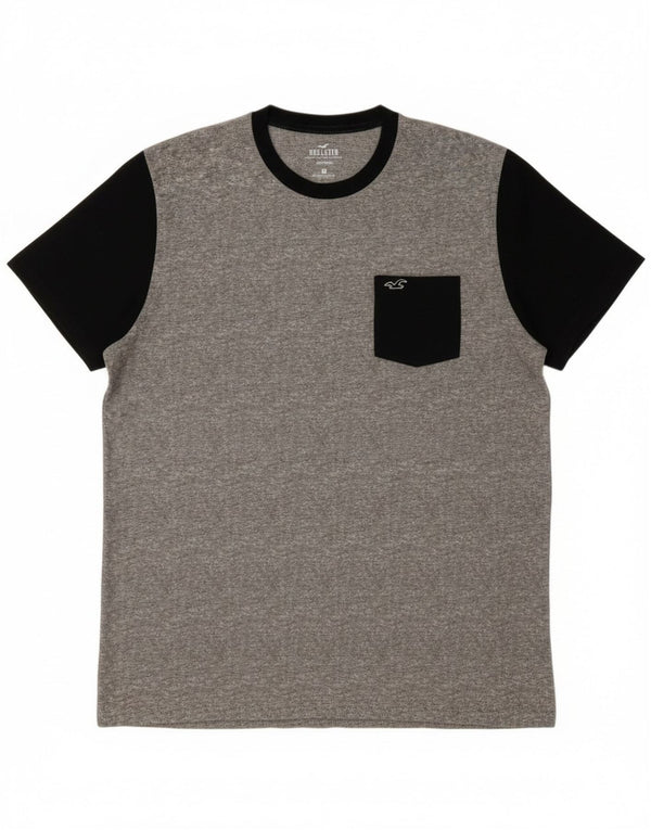 Ανδρικό T-Shirt Hollister Top Large Grey Colourblock Βαμβακερό