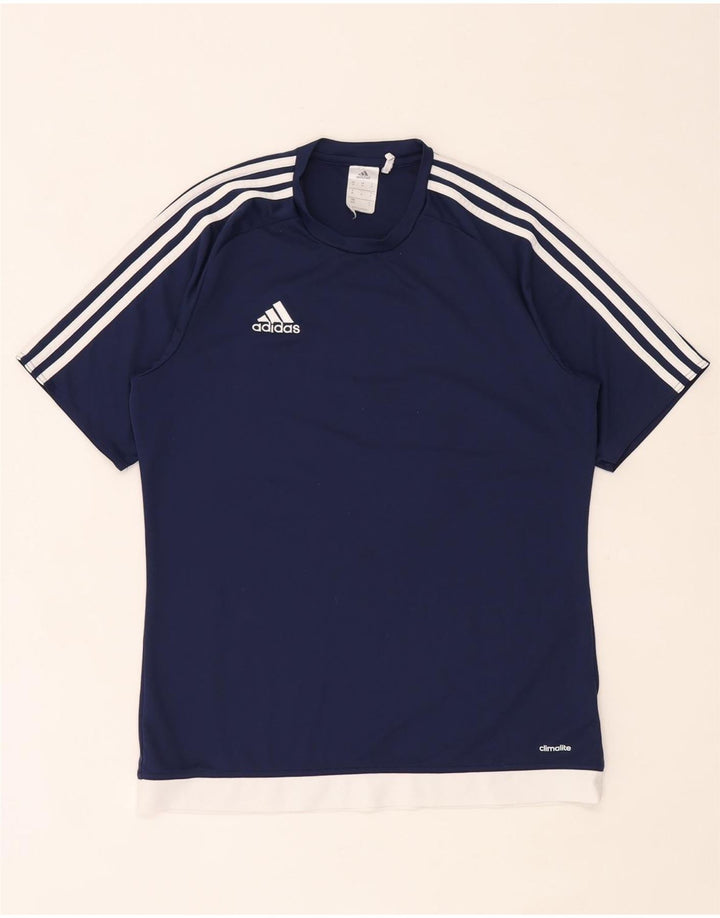 Ανδρικό T-Shirt Climalite Adidas Top Medium Navy Blue Colorblock Πολυεστέρας