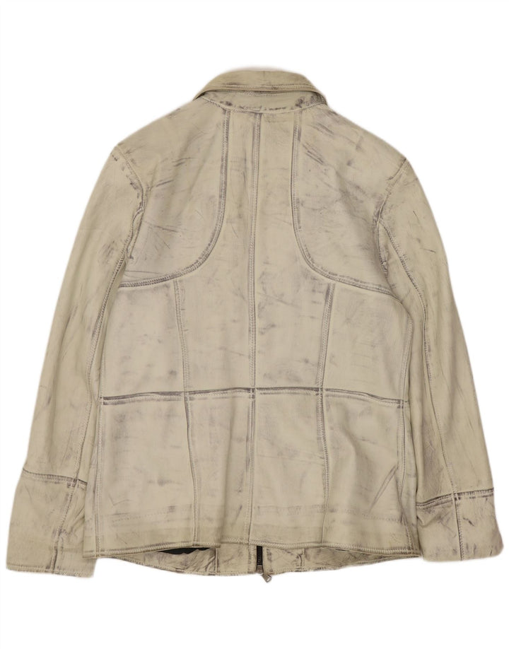 Vintage Γυναικείο Δερμάτινο Μπουφάν UK 16 Large Off White