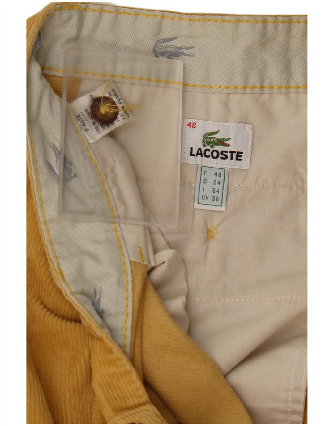 Ανδρικό ίσιο κοτλέ παντελόνι LACOSTE 48 XL W38 L31 Κίτρινο βαμβακερό