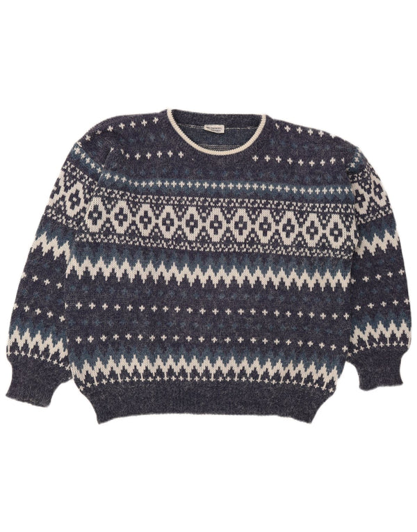 Ανδρικό πουλόβερ VINTAGE Crew Neck Jumper IT 48/50 Medium Navy Blue Fair Isle