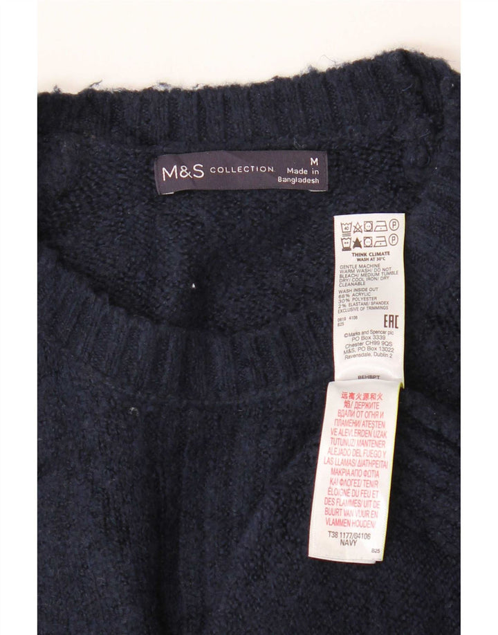 Marks & Spencer Γυναικείο πουλόβερ με λαιμόκοψη UK 14 Medium Navy Blue