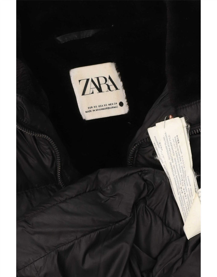 Zara Γυναικείο μπουφάν με επένδυση UK 6 XS μαύρο πολυεστέρα
