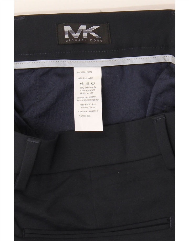 MICHAEL KORS Mens Straight Suit Trousers W32 L30 Navy Blue Polyester Vintage Michael Kors and Second-Hand Michael Kors from Messina Hembry 