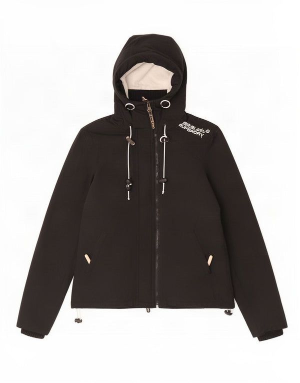 Superdry Γυναικείο Windcheater Hooded Windbreaker Jacket UK 12 Medium Black