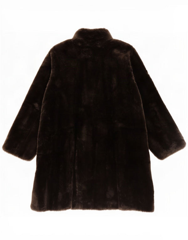 Vintage Γυναικείο Oversized Πανωφόρι Faux Fur UK 22 3XL Black Acrylic