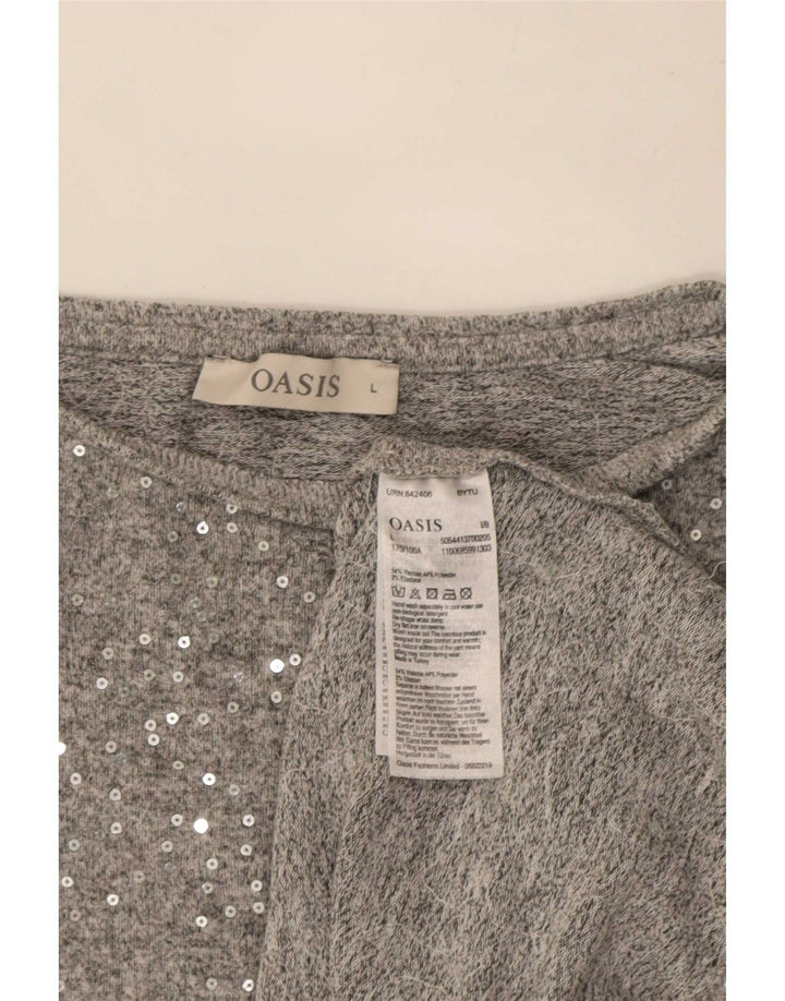Γυναικεία μακρυμάνικη μπλούζα Oasis Top UK 16 Large Grey Viscose