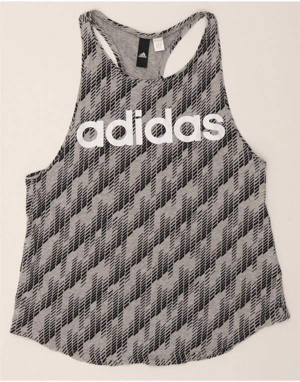 Adidas Womens Graphic Vest Top UK 12 Medium Grey Geometric
