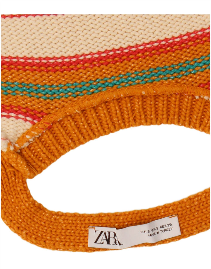 Zara Γυναικείο πλεκτό τοπ UK 8 Small πορτοκαλί ριγέ