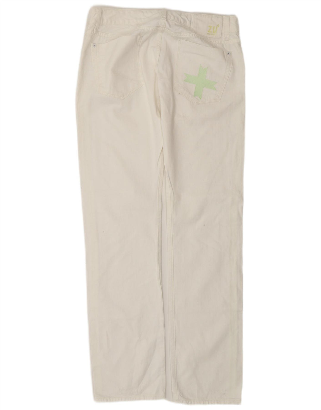 ZU ELEMENTS Γυναικείο Distressed Straight Jeans W32 L34 Λευκό βαμβακερό