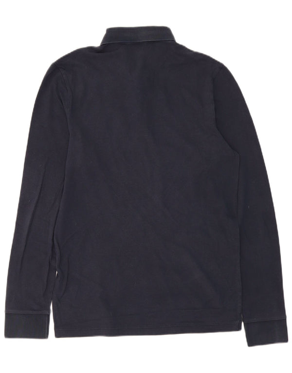 Ανδρικό HUGO BOSS μακρυμάνικο μπλουζάκι πόλο με λεπτή εφαρμογή, μεσαίο μπλε βαμβακερό