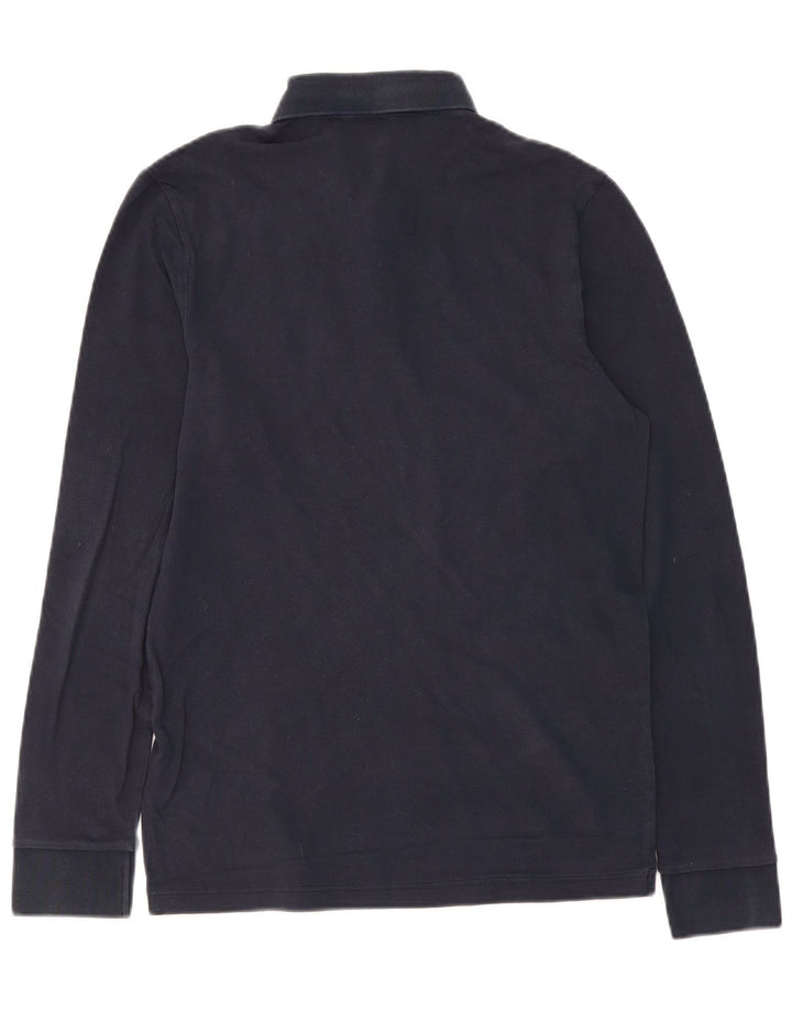 Ανδρικό HUGO BOSS μακρυμάνικο μπλουζάκι πόλο με λεπτή εφαρμογή, μεσαίο μπλε βαμβακερό