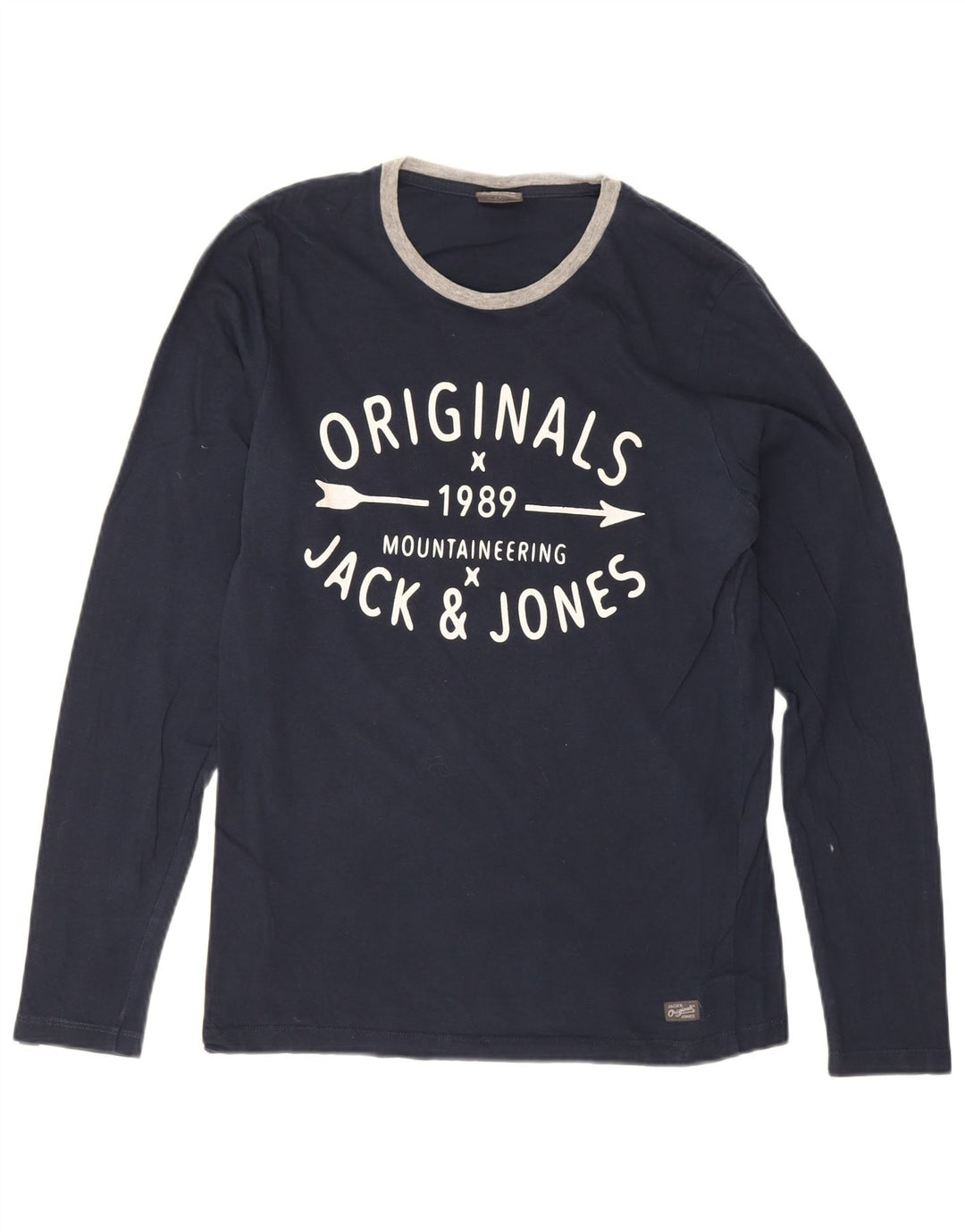 Jack & Jones Ανδρικό γραφικό μπλουζάκι με μακρυμάνικο μεσαίο ναυτικό βαμβακερό