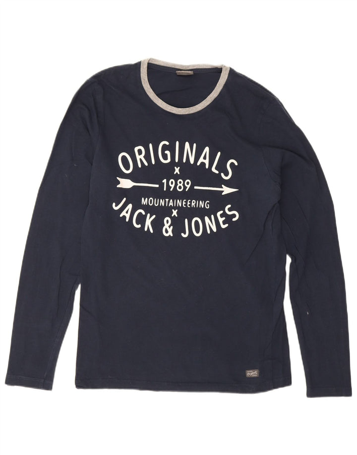 Jack & Jones Ανδρικό γραφικό μπλουζάκι με μακρυμάνικο μεσαίο ναυτικό βαμβακερό