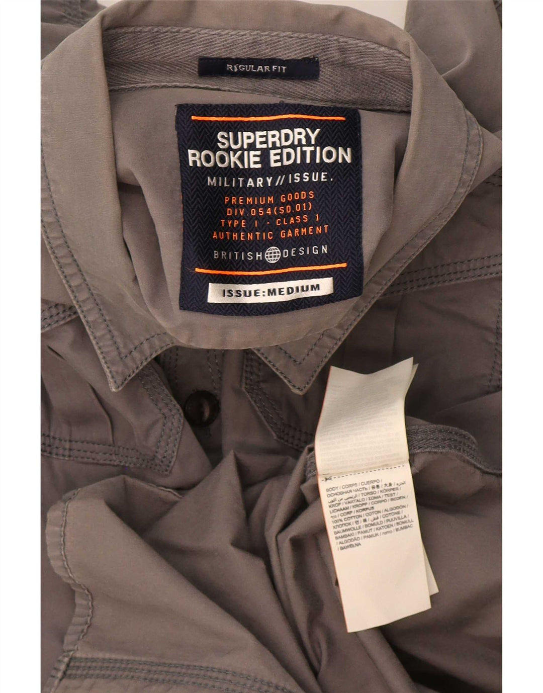 Ανδρικό πουκάμισο με κανονική εφαρμογή Superdry, βαμβακερό, μεσαίο γκρι