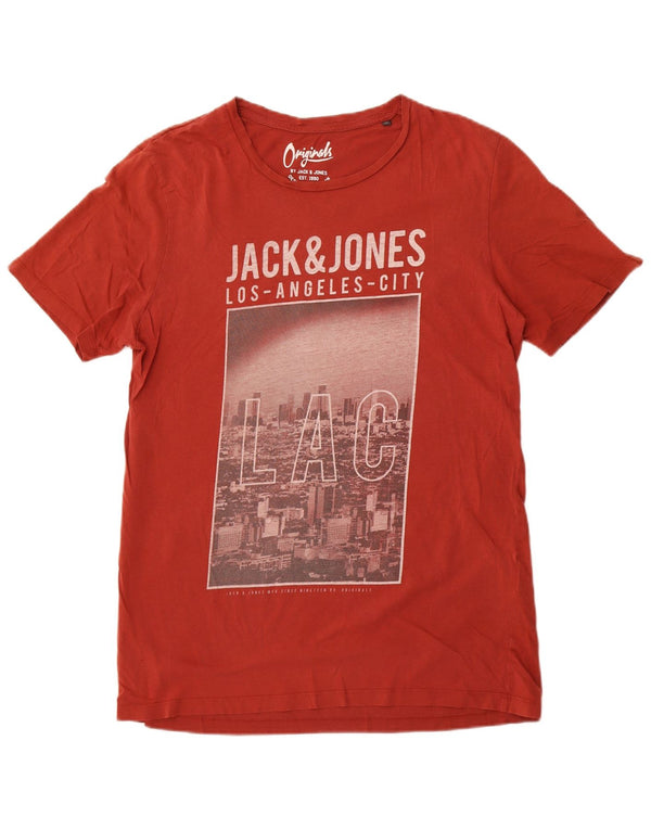 Jack & Jones Ανδρικό γραφικό T-Shirt Top XL Maroon Cotton