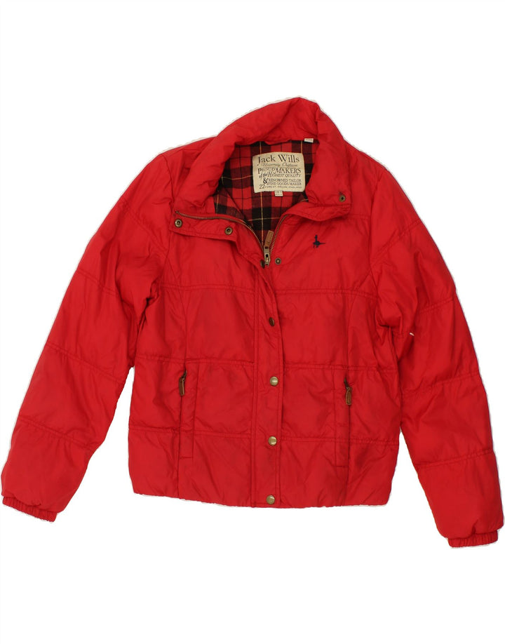 JACK WILLS Womens Padded Jacket UK 12 Medium Red Nylon Vintage Jack Wills and Second-Hand Jack Wills from Messina Hembry 