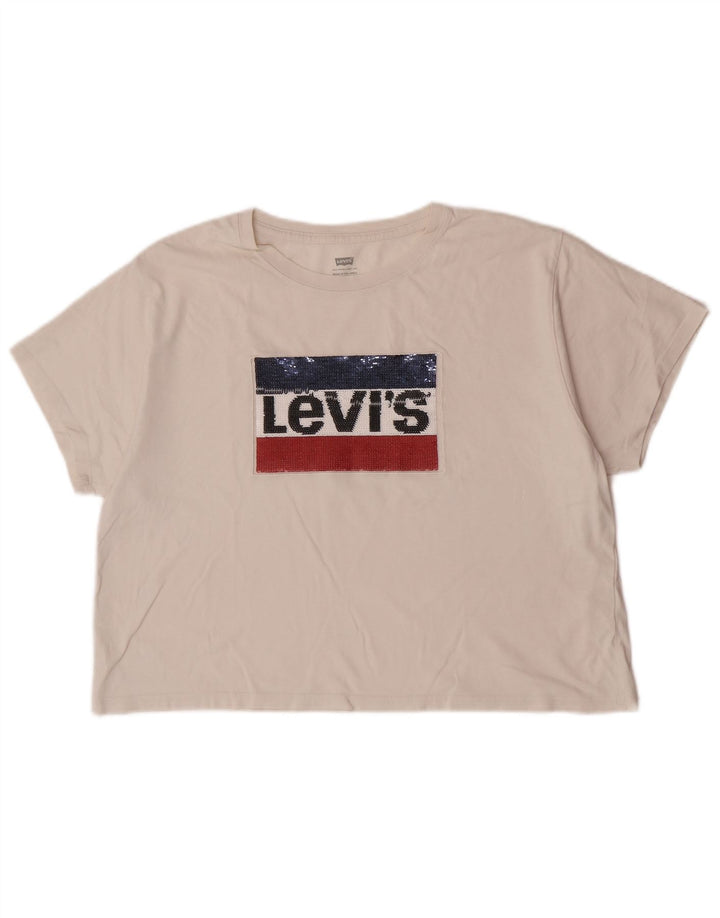 Γυναικείο γραφικό T-Shirt Levi's Top UK 14 Medium White