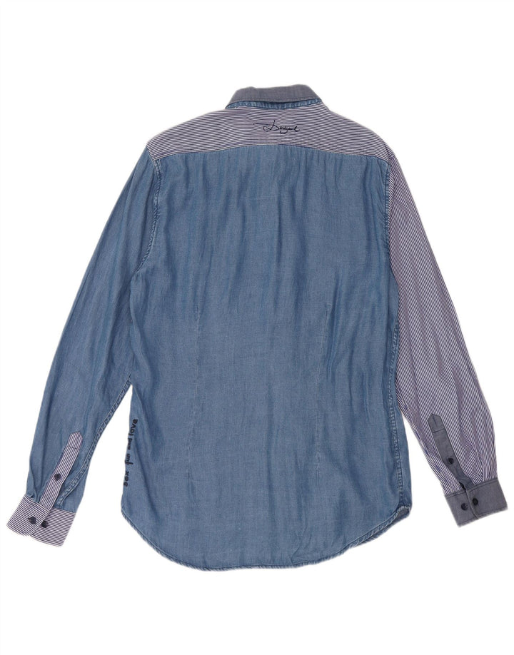 Ανδρικό πουκάμισο Desigual Μεγάλο μπλε συνονθύλευμα Lyocell