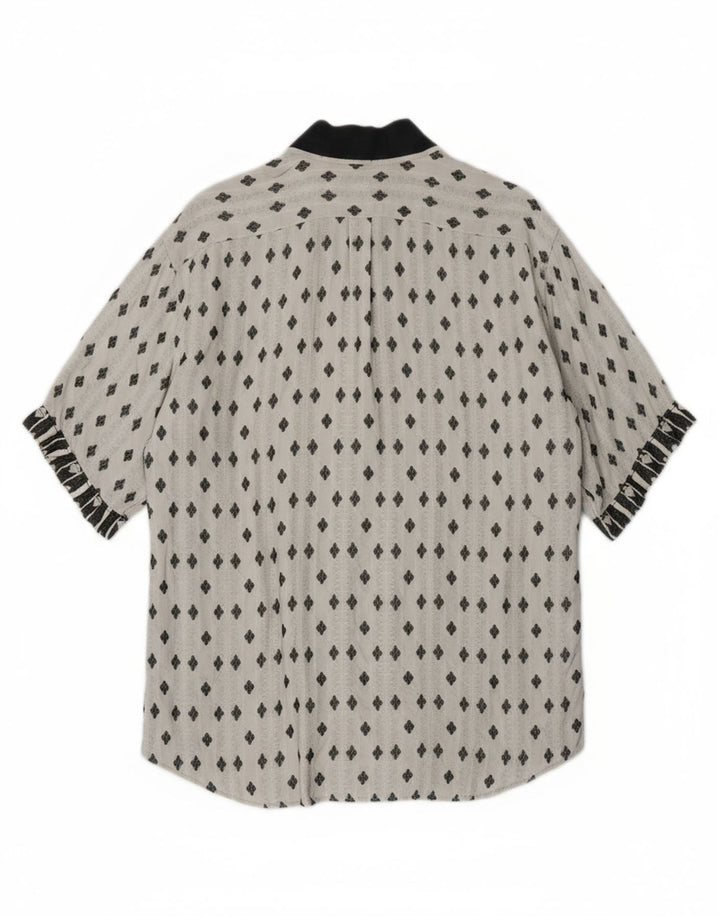 QUARRY Mens Abstract Pattern Short Sleeve Shirt Medium Off White