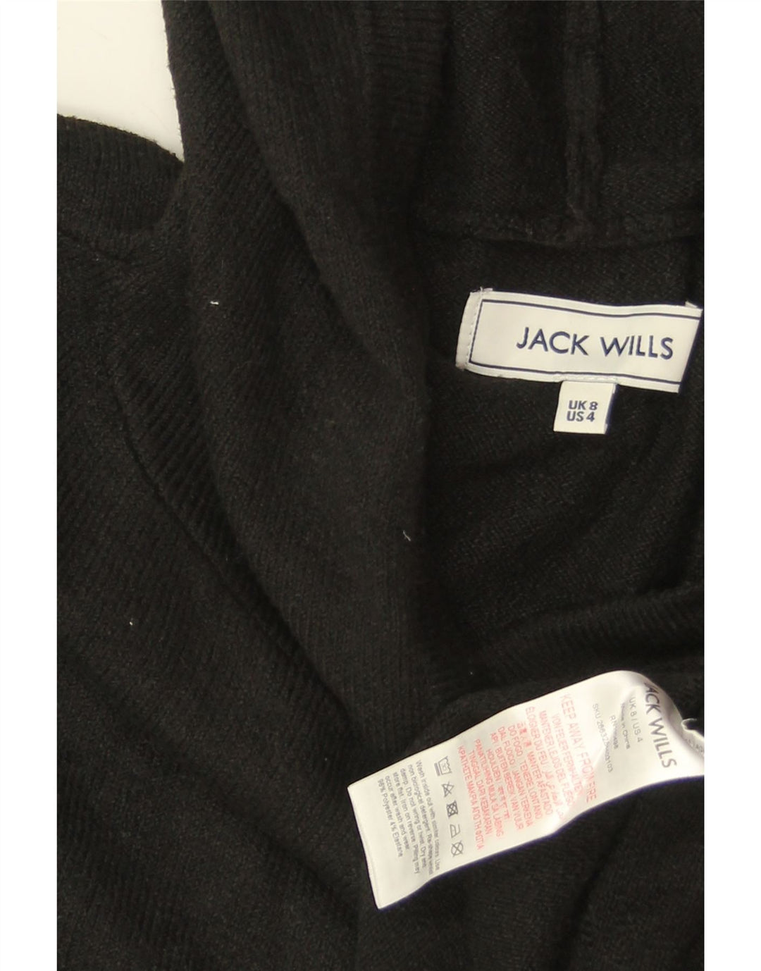 Γυναικείο πουλόβερ με κουκούλα JACK WILLS UK 8 μικρό μαύρο πολυεστέρα