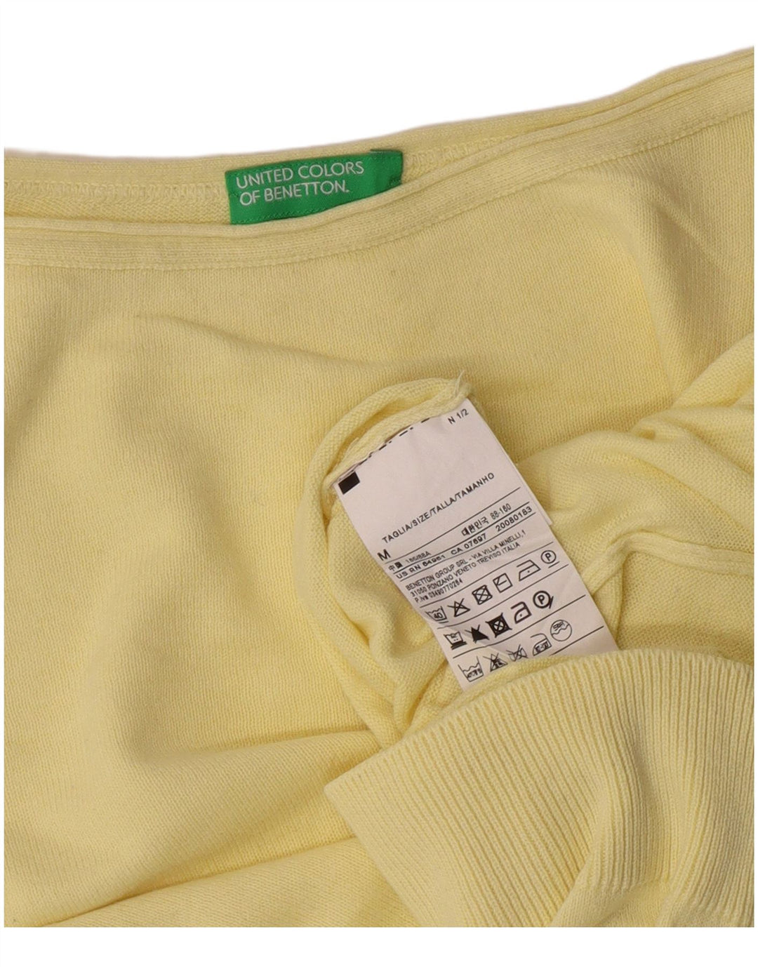 Γυναικείο πουλόβερ Benetton Boat Neck Jumper UK 12 Medium Yellow Cotton Classic