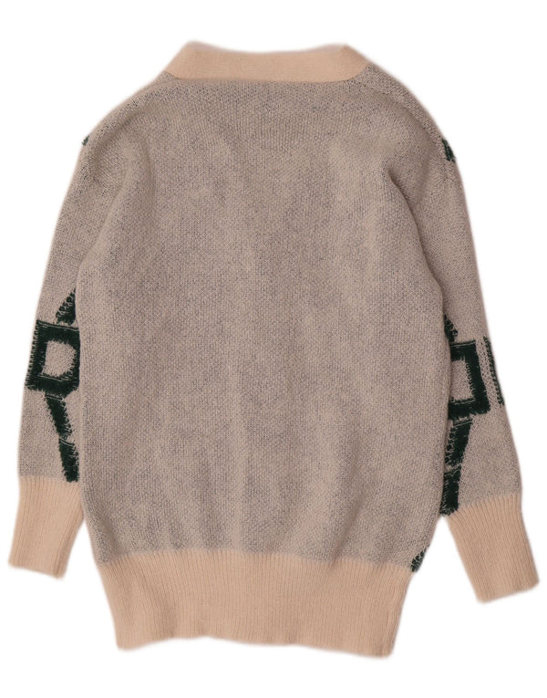 Shein Γυναικείο πουλόβερ με ζακέτα UK 10 Small Off White Geometric