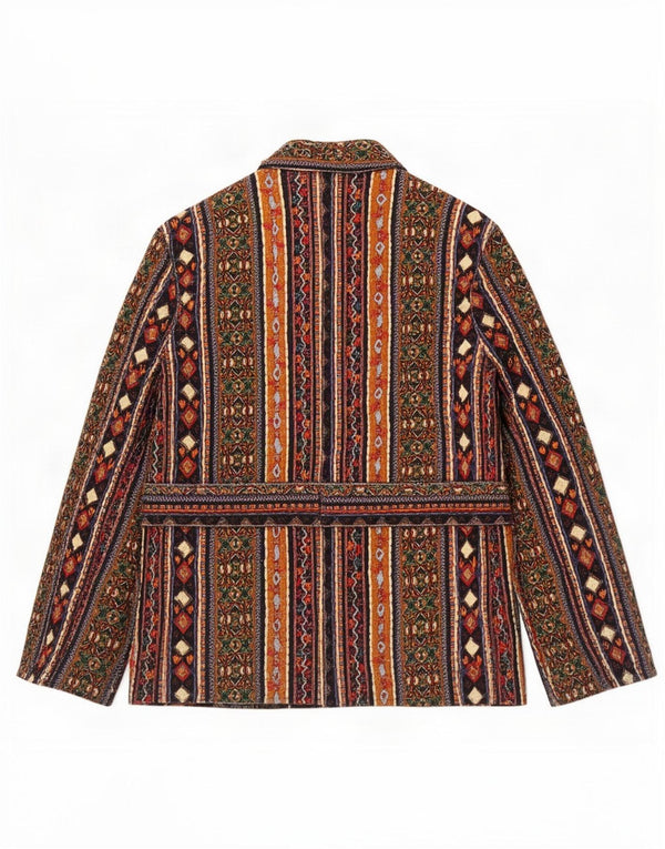 Zara Γυναικείο σακάκι blazer UK 10 Μικρό πολύχρωμο ριγέ βαμβακερό έθνικ
