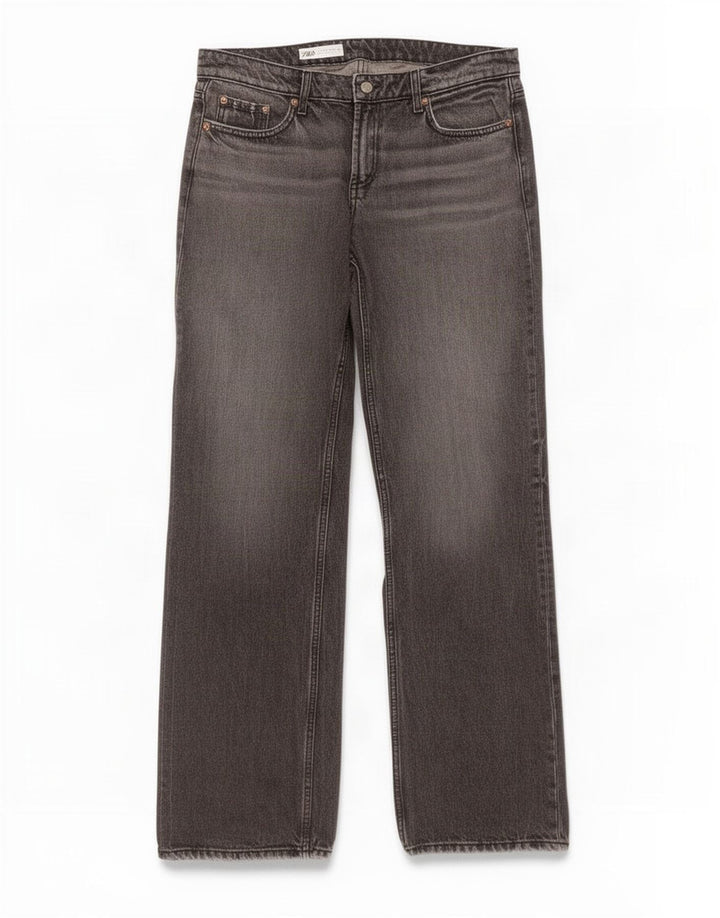 Zara Γυναικείο Straight Jeans EU 42 Large W32 L35 Γκρι βαμβακερό