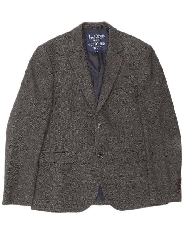 Jack Wills Mens 2 Button Blazer Jacket UK 42 XL Grey Wool