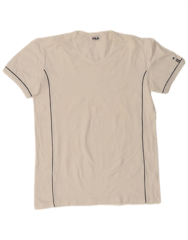 Fila Γυναικείο T-Shirt Top UK 14 Μεσαίο λευκό βαμβακερό