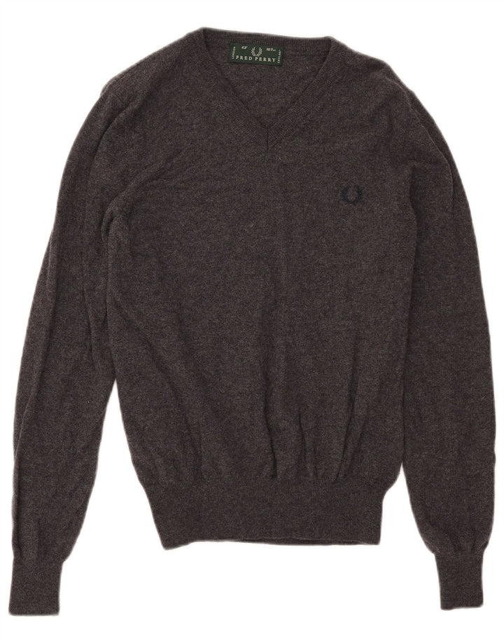 Fred Perry Ανδρικό πουλόβερ με λαιμόκοψη με μεσαίο γκρι μαλλί
