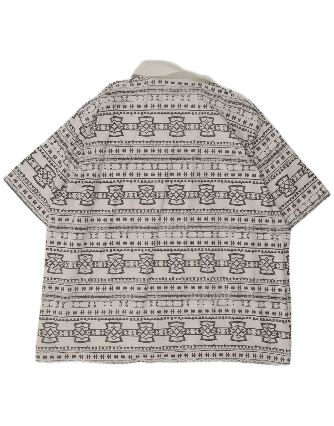 JOHN F GEE Ανδρικό πουλόβερ κοντομάνικο πουλόβερ 2XL λευκό γεωμετρικό βαμβακερό