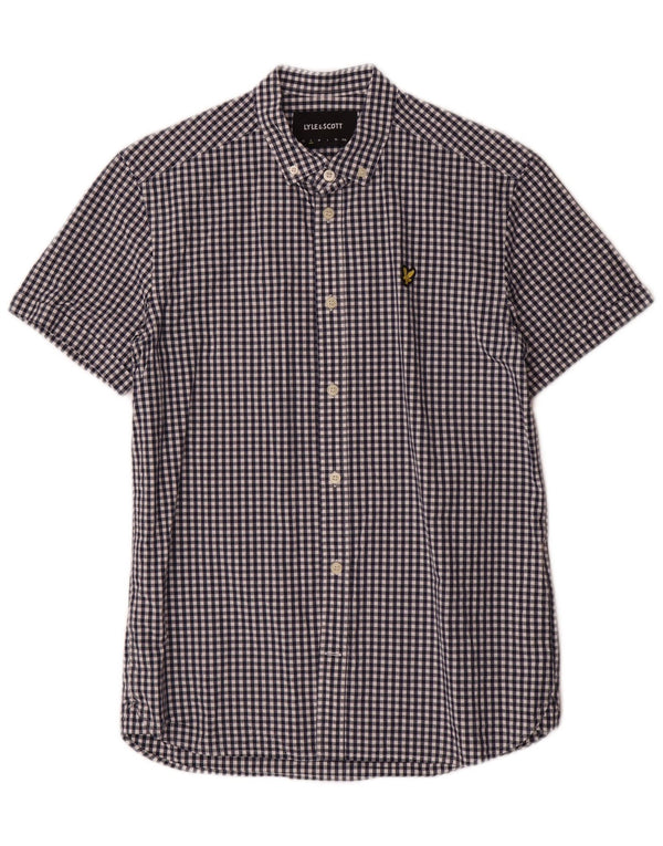 Lyle & Scott Ανδρικό κοντομάνικο πουκάμισο Small Blue Gingham Cotton Classic