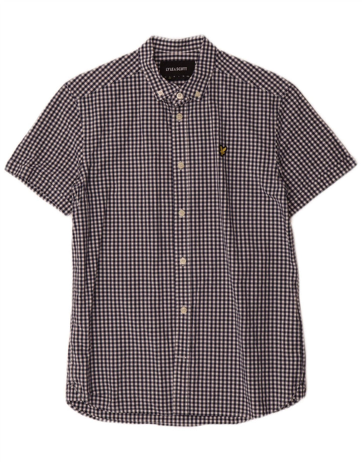 Lyle & Scott Ανδρικό κοντομάνικο πουκάμισο Small Blue Gingham Cotton Classic