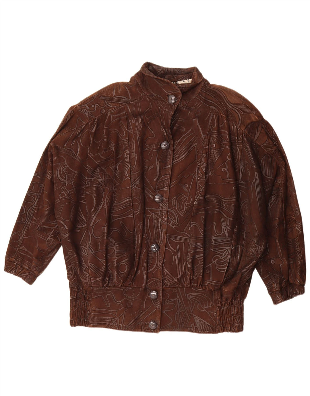 Vintage Γυναικείο Abstract Pattern Oversized μπουφάν EU 38 Μεσαίο καφέ