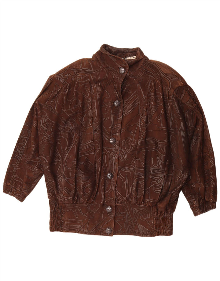 Vintage Γυναικείο Abstract Pattern Oversized μπουφάν EU 38 Μεσαίο καφέ