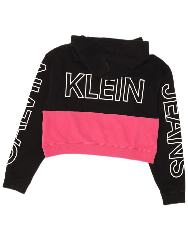 Calvin Klein Jeans Γυναικεία κουκούλα μεγάλου μεγέθους Crop UK 10 Small Black