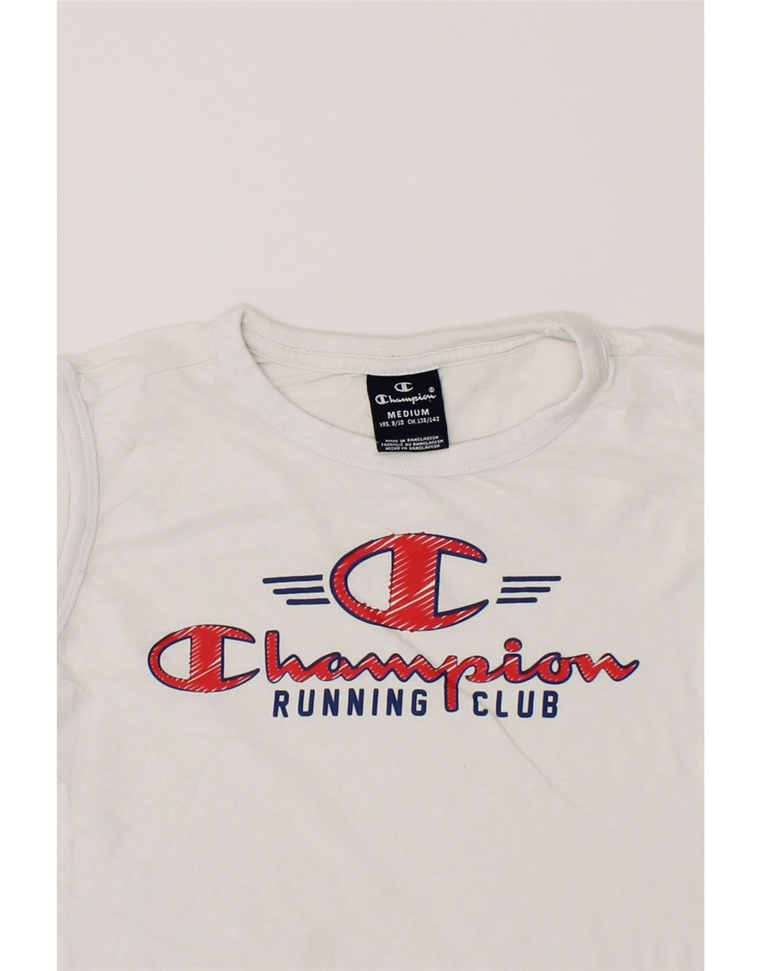 CHAMPION Boys Graphic Vest Top 9-10 Years Medium White Vintage Champion and Second-Hand Champion from Messina Hembry 