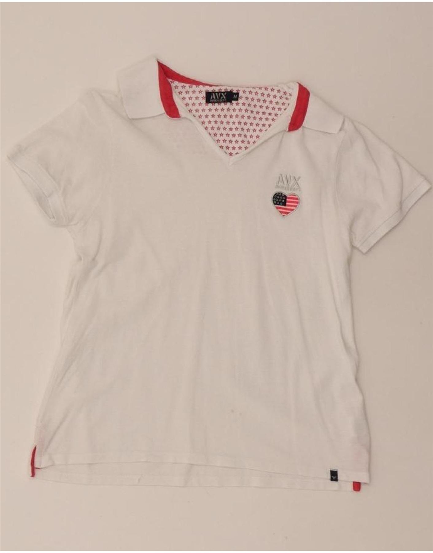 AVIREX Womens Polo Shirt UK 12 Medium White Cotton Vintage Avirex and Second-Hand Avirex from Messina Hembry 