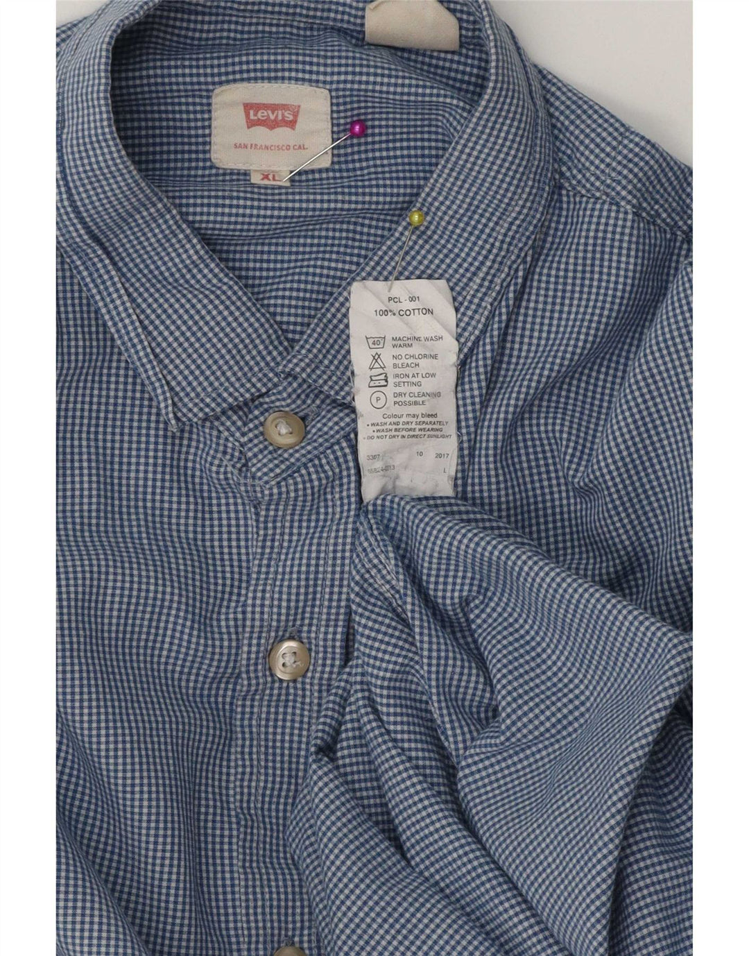 Ανδρικό πουκάμισο Levi's XL Blue Gingham Cotton