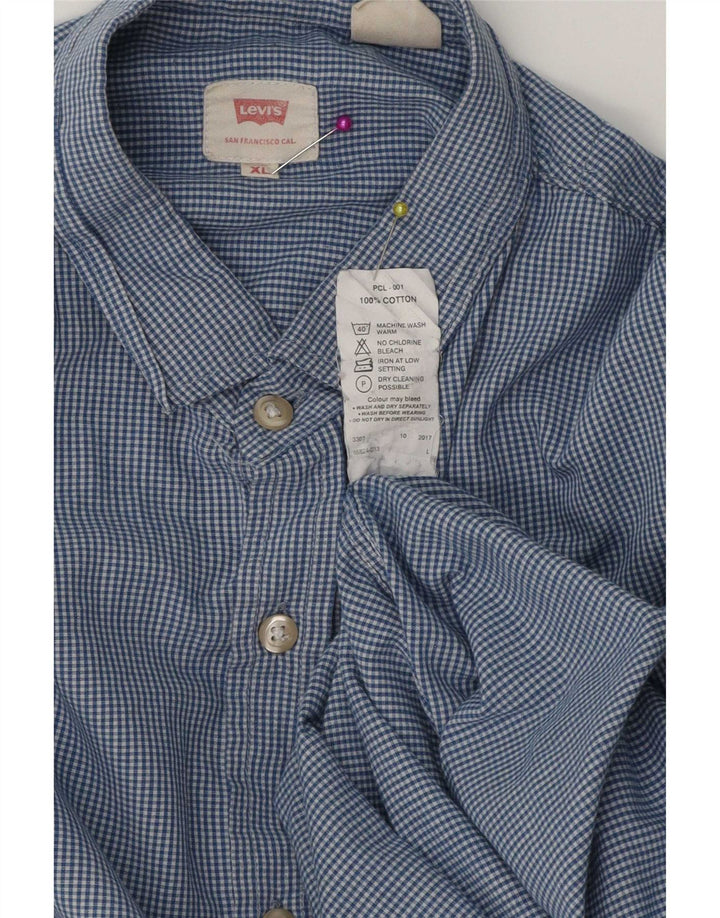 Ανδρικό πουκάμισο Levi's XL Blue Gingham Cotton