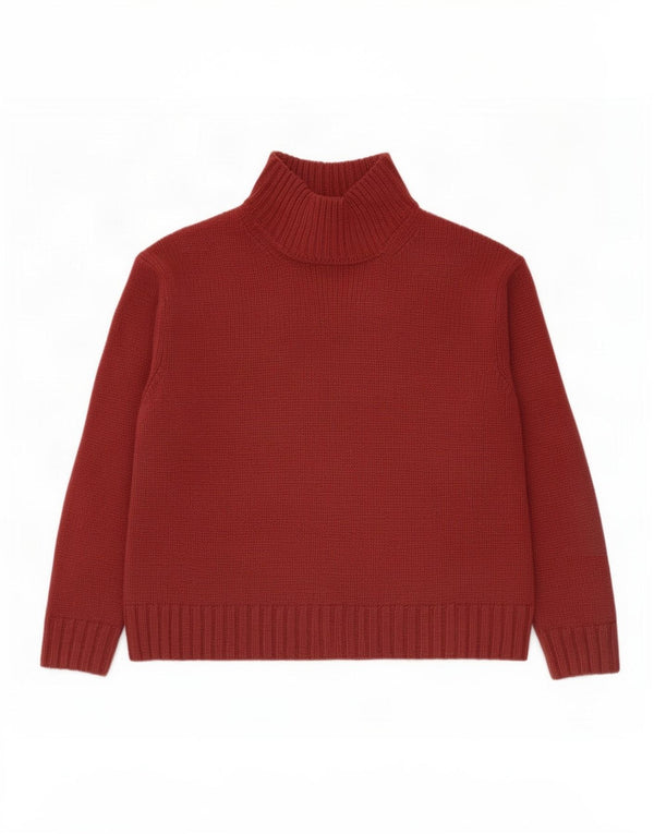 Zara γυναικείο πουλόβερ με λαιμόκοψη χελώνας UK 10 Small Burgundy