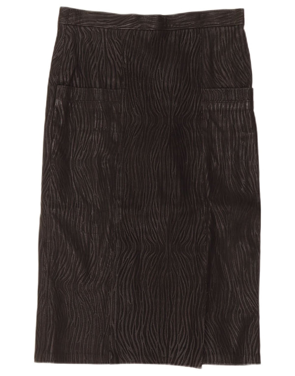 Vintage Γυναικεία Δερμάτινη Φούστα IT 46 Large W30 Μαύρο Animal Print