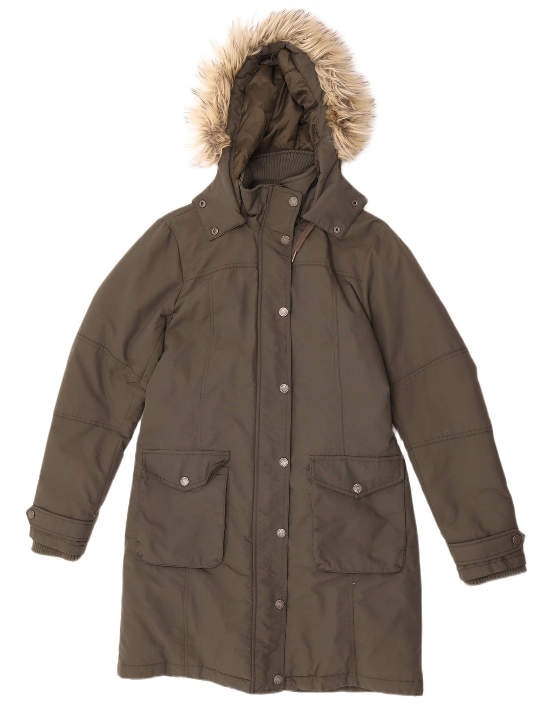 Fat Face Γυναικείο παλτό με κουκούλα UK 12 Medium Khaki Nylon