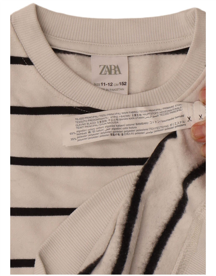 Φούτερ Zara Boys Jumper 11-12 ετών Λευκό ριγέ βαμβακερό